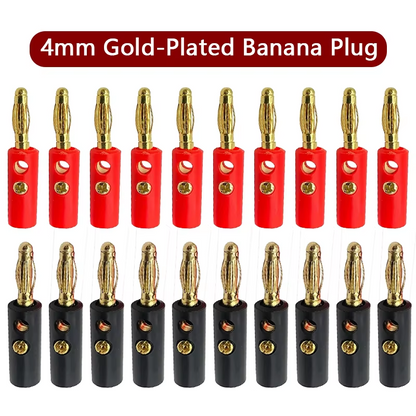 40PCS 4mm Gold Plated Banana Plugs Audio Jack Speaker Wire Cable Screw Connector