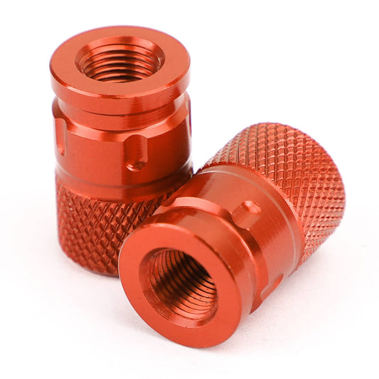 Solid Spare Pair CNC Orange Anti-Thief Tire Valve Stem Caps For Car Truck Bike Motorcycle