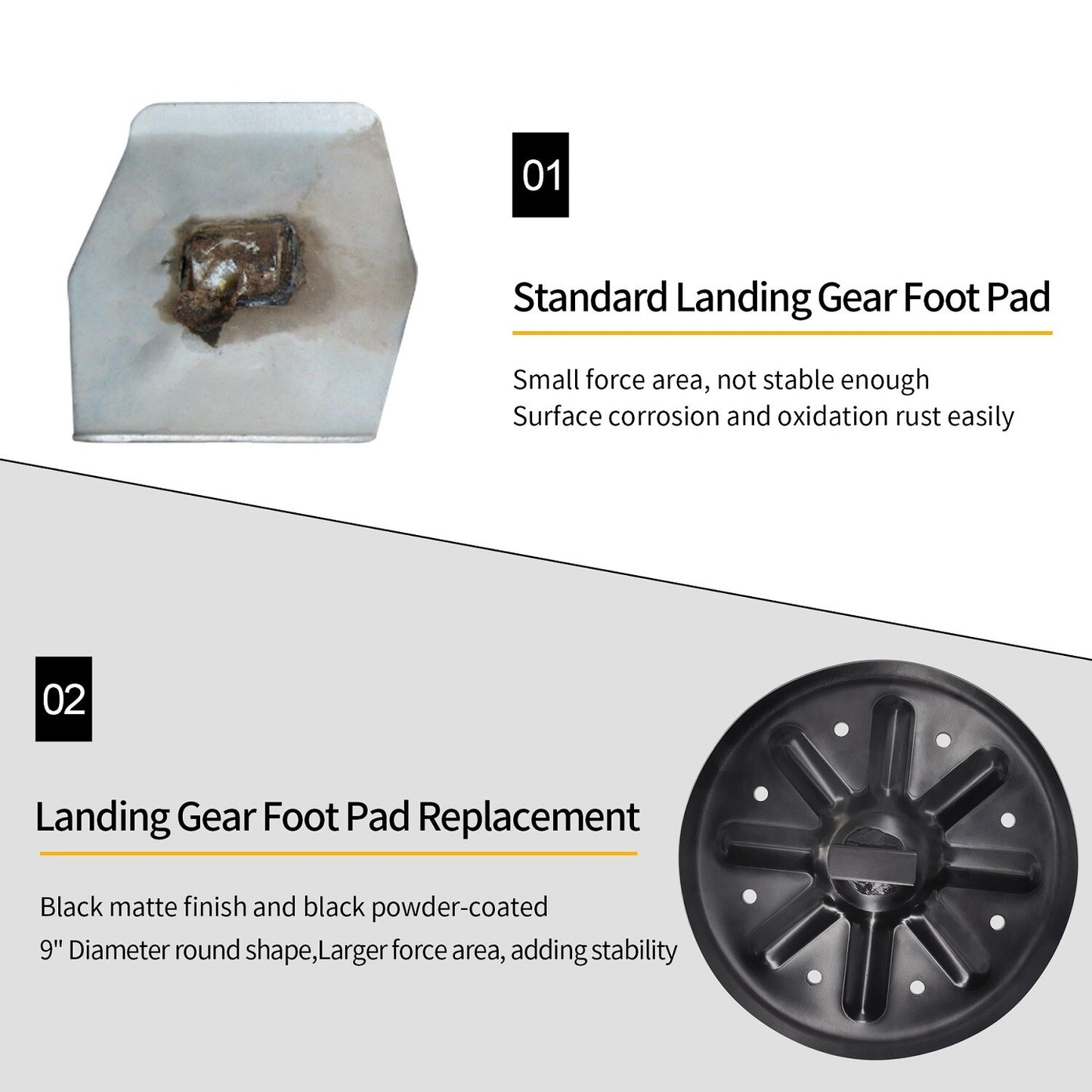 9 Inch Round Trailer Jack Landing Foot Plate Pad For A-Frame Boat Rv Camper 2pcs