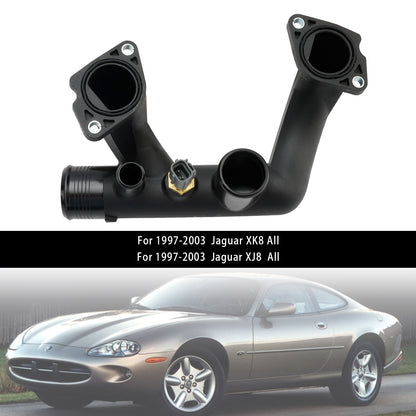 Thermostat Cover Outlet Pipe w/Sensor For Jaguar Vanden Plas XJ8 & XK8