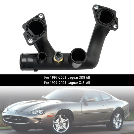 Thermostat Cover Outlet Pipe w/Sensor For Jaguar Vanden Plas XJ8 & XK8