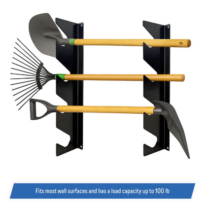 Garage Shed Tool Organizer Wall Mount Racks for Shovels and Rakes, Steel (1 Set)