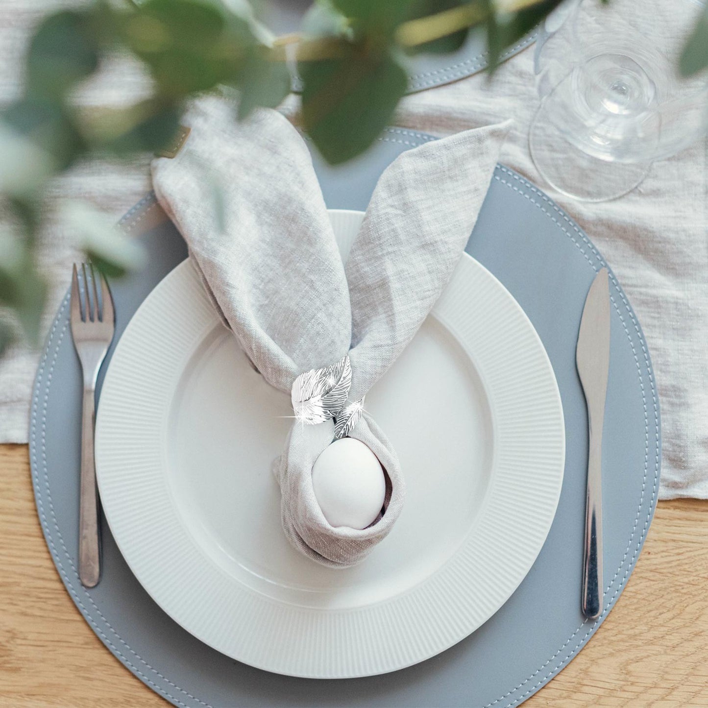 ??12PCS Silver Napkin Rings Leaf Napkin Holder Adornmen Alloy