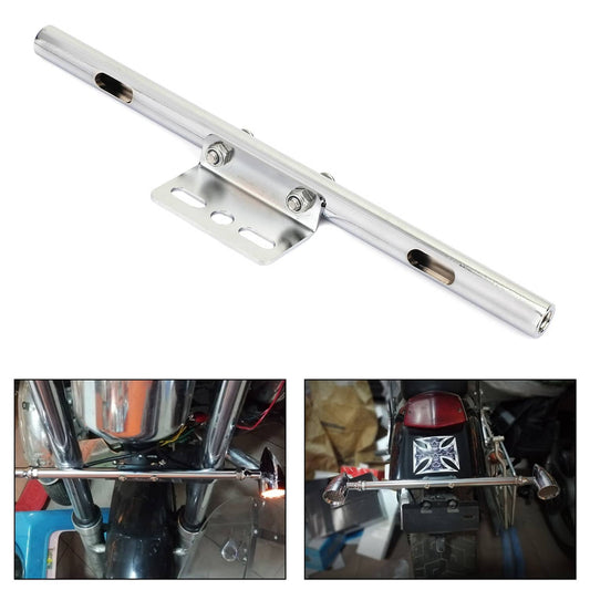 Solid Spare Universal Moto Front Turn Signal Spot Light Bar Mount Bracket Clamp Chrome