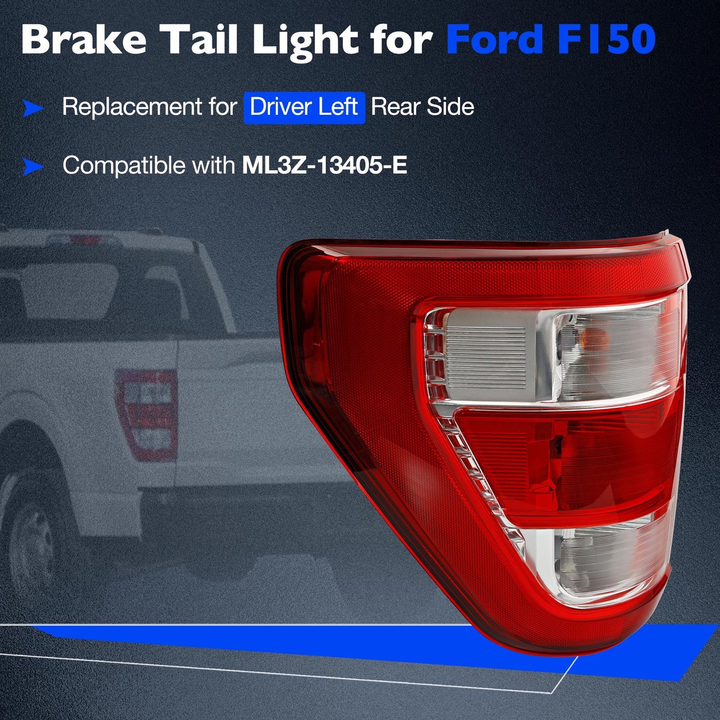 2PCS Tail Light Brake For Ford F150 XLT 2021-2023 (Halogen Upgrade Raptor Style)
