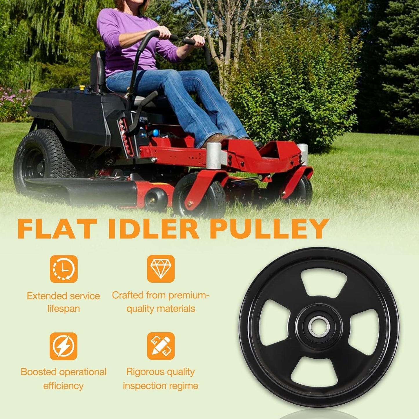 132-9424 Deck Flat Idler Pulley For Exmark Lazer Z E/S/X-Series 52" 60" 72" Toro