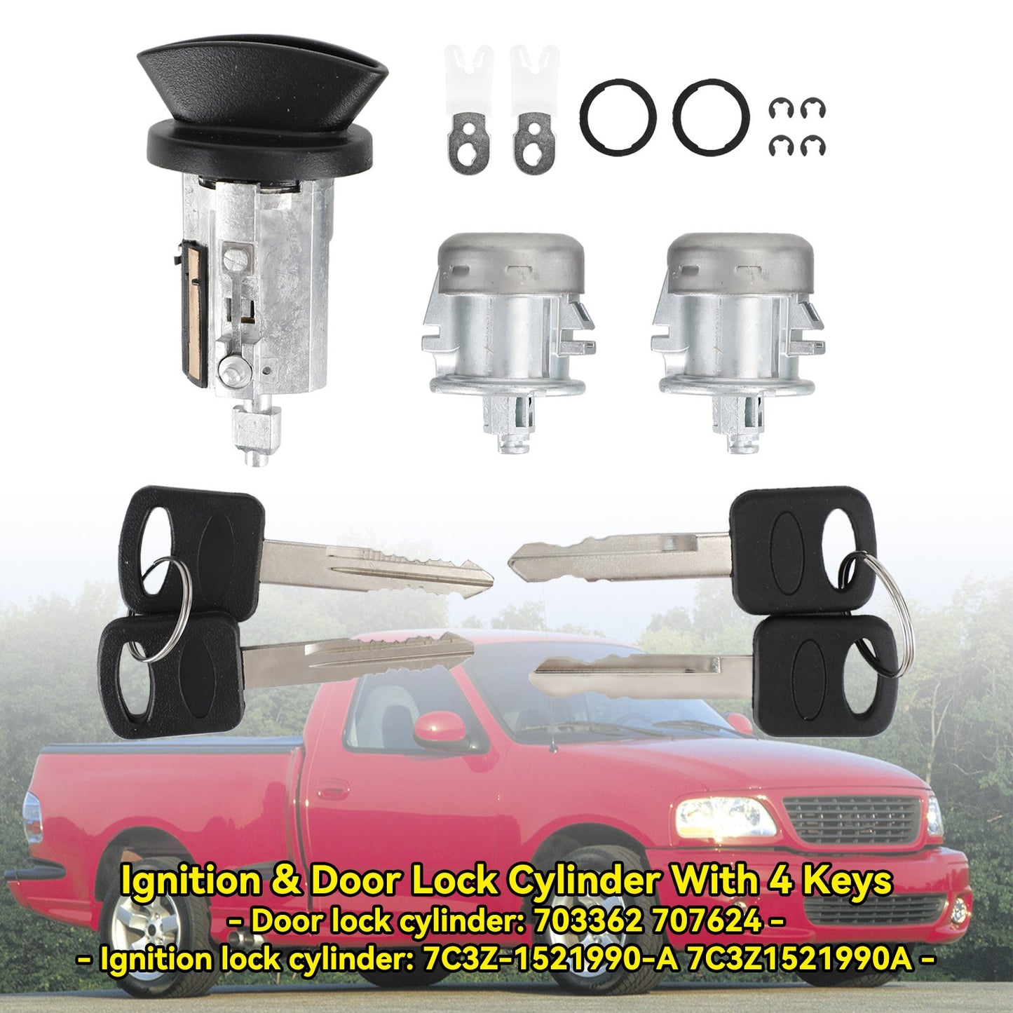 Ignition & Door Lock Cylinder With 4 Keys 703362 For Ford F150 F250 F350 F450 US