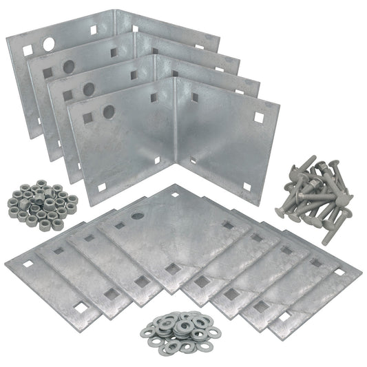 Solid Spare Stationary & Floating Dock Inside Corner Kit, 4 Inside Corners, 8 Backer Plates