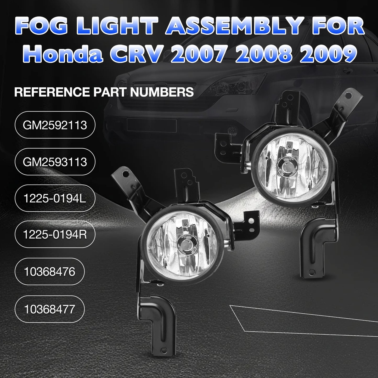 For Honda CRV 2007-2009 Front Bumper Driving Lamps Clear Fog Light Kit Pair