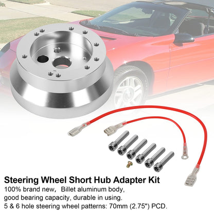 5&6 Hole Steering Wheel Polished Short Hub Adapter Kit NEW For Ididit GM Chevy