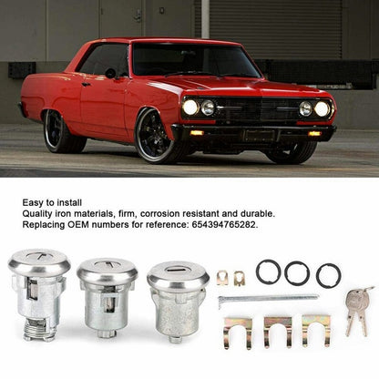 Camaro Chevelle Nova GTO Cutlass Lock Set Door Trunk Key Kit Oval H Groove