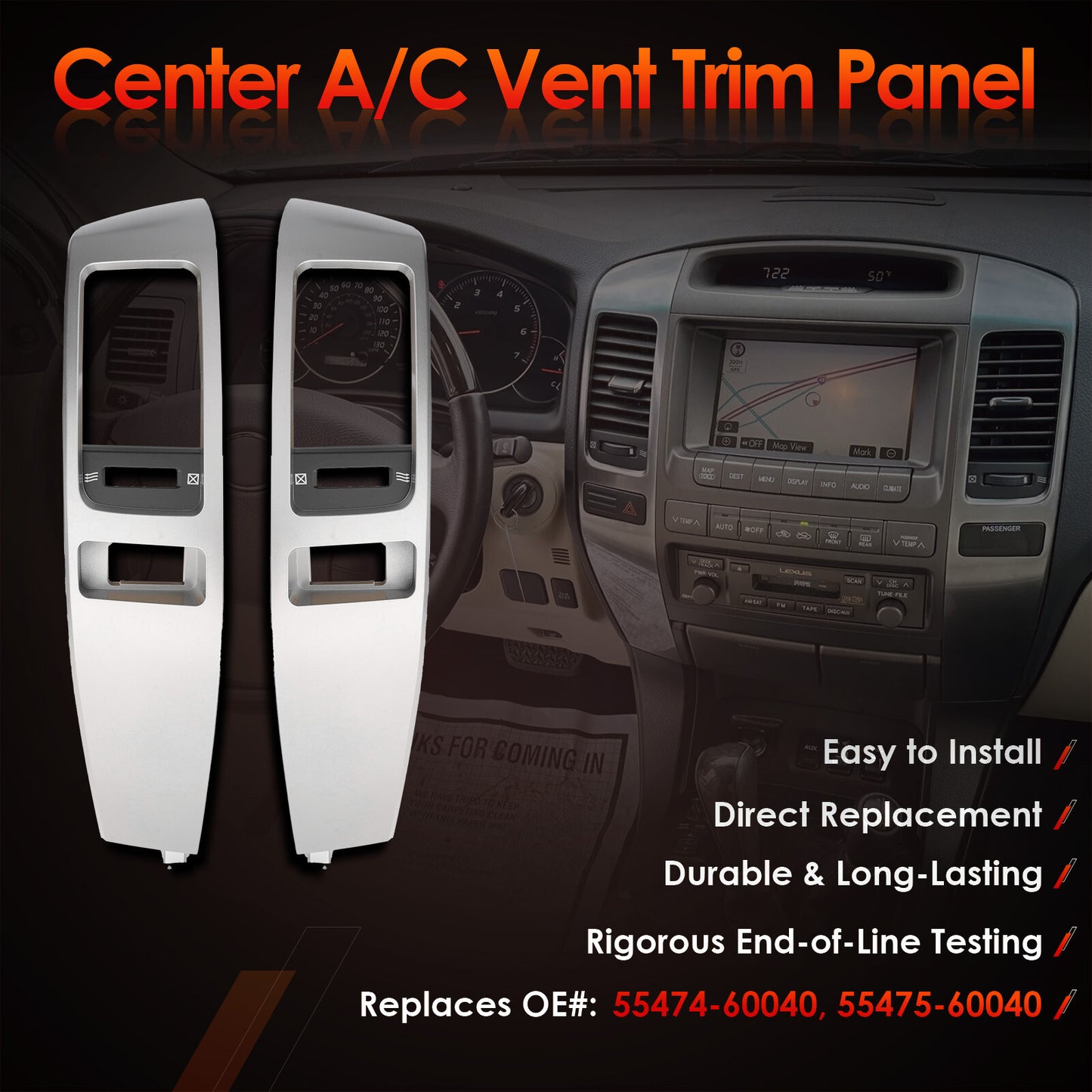Instrument Air Vent Finish Panel Garnish For 03-09 Toyota Land Cruiser Prado 120