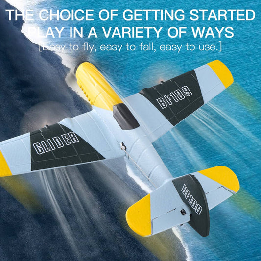 Solid Spare RC Plane 3Channel BF-109 Airplane Toys 2.4GHZ 6-Axis Gyro Plane With 2 Batteries