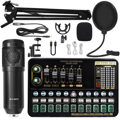 V10 Live Sound Card & M800 Condenser Microphone for Mobile Karaoke & TikTok Live