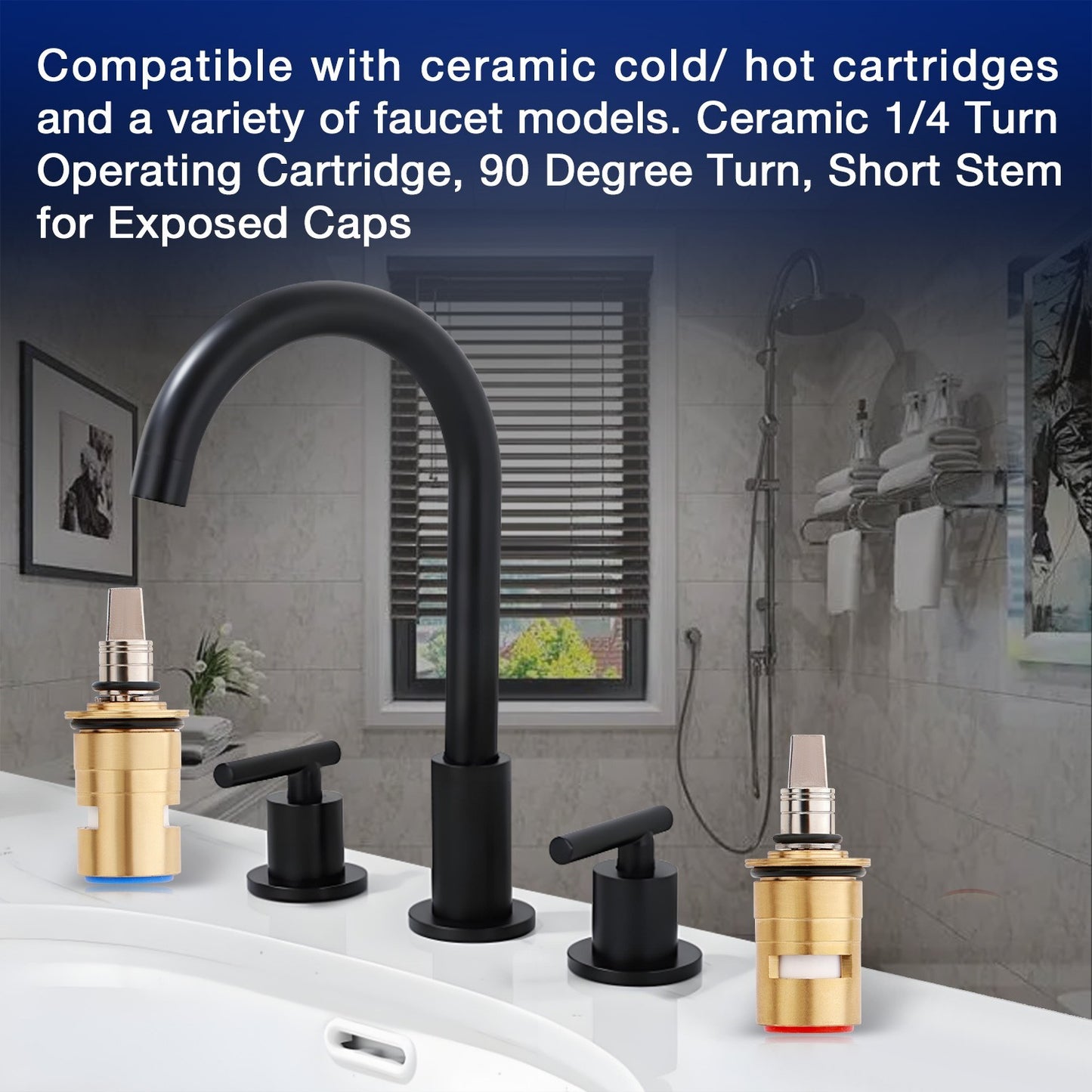 Ceramic 1/4-Turn Cold & Hot Valve Cartridge Kit 1-099XKJKABNF 1-100XKJKABNF