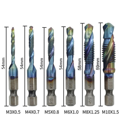 12Pcs 1/4" M3-M10 Hex Shank Composite HSS Metric Screw Thread Tap Drill Bits Set