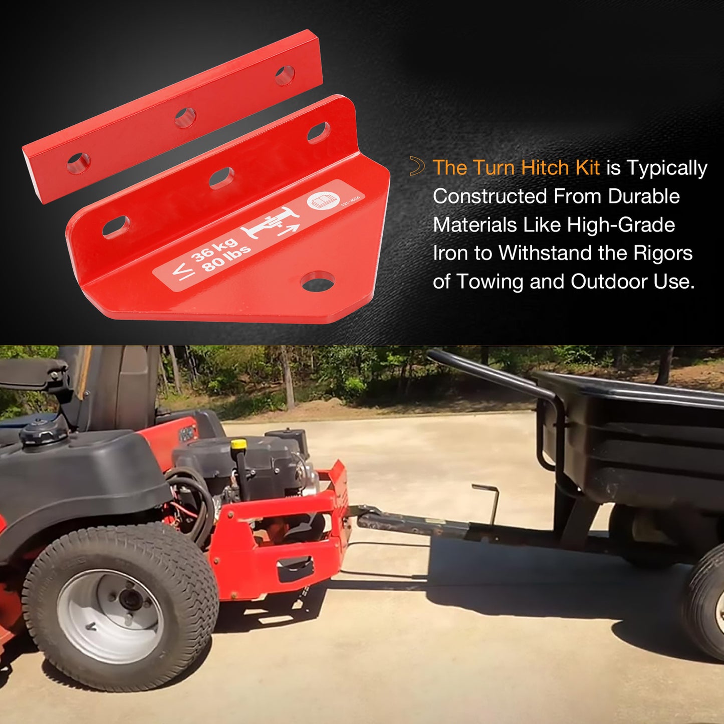 109-9487 LawnMower Hitch Kit For Exmark Toro Zero Turn Mower Trailer Cart Red
