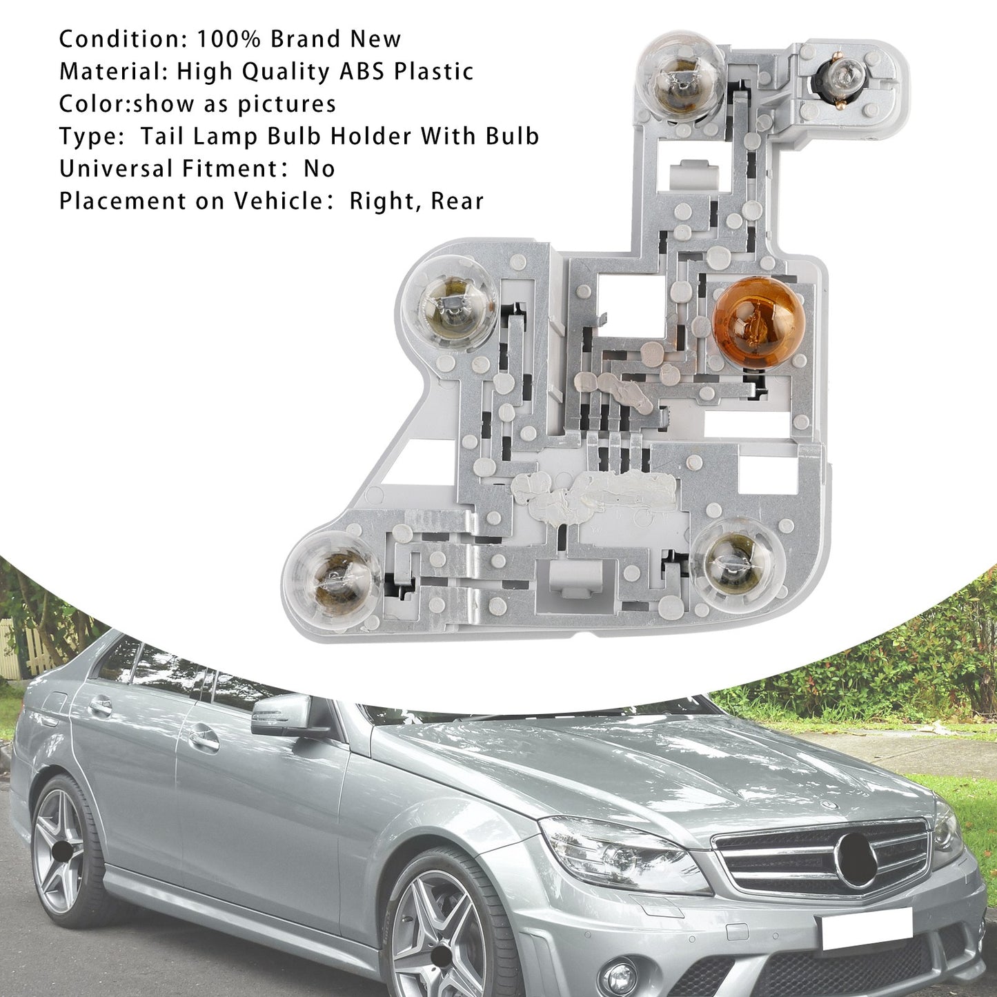 Right Tail Lamp Bulb Holder with Bulbs For Mercedes W204 C-Class 2007-2010#