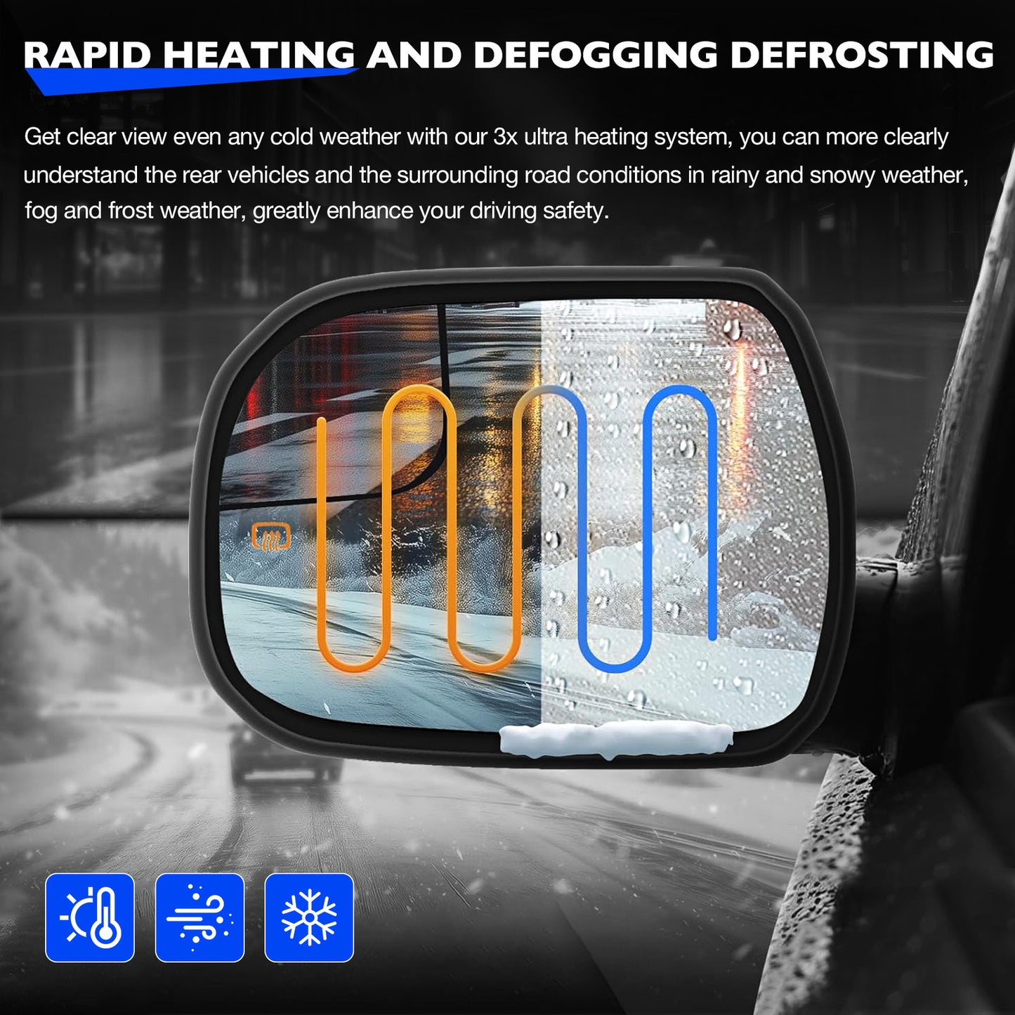 Left Driver Side Convex Mirror Glass w/ Power Heated For 2014-2020 Toyota Sienna