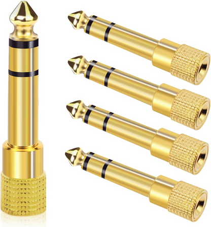 5x TRS Stereo Audio Headphone Adapter 6.35mm 1/4" Male to 3.5mm 1/8" Female Jack