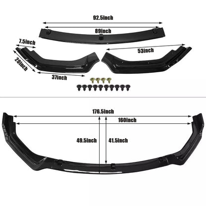 Glossy Black Front Bumper Lip Splitter Chin For 2018-2024 Infiniti Q50 Luxe Base