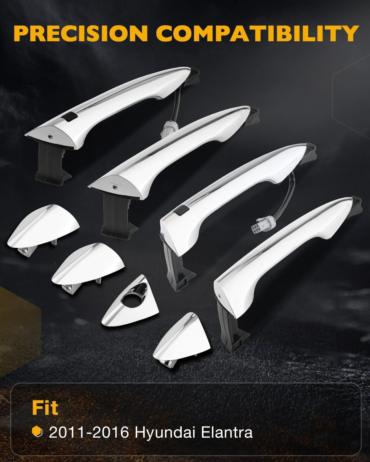 Outside Exterior Door Handle Set Fit 2011-2016 Hyundai Elantra Chrome 836623X020