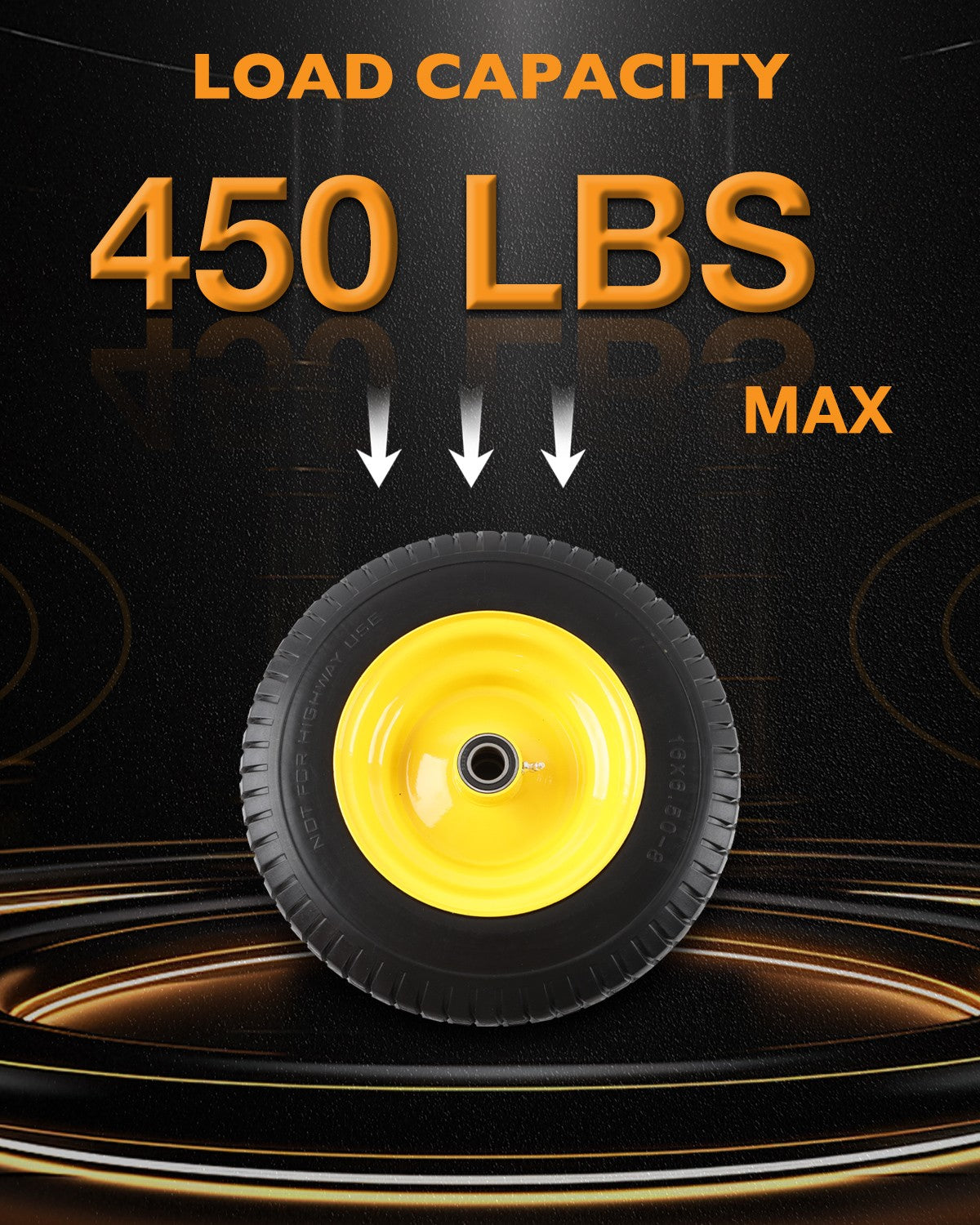 2x 16x6.50-8 Front Flat Free Tire Wheel Set w/ Bearings For Garden Tractor Mower