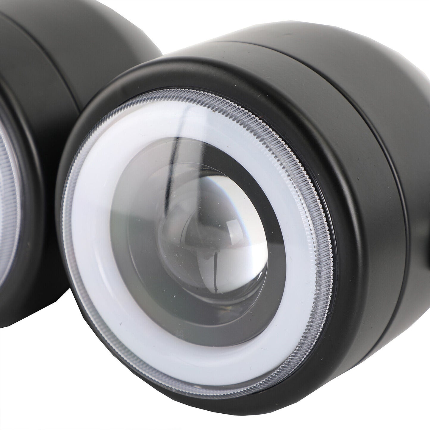 Black Twin Headlight Motorcycle Double Dual Lamp Street Fighter Universal