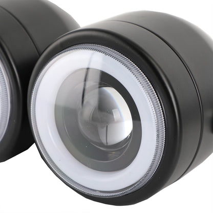 Black Twin Headlight Motorcycle Double Dual Lamp Street Fighter Universal
