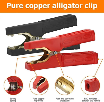2PCS Heavy Duty Car Battery Clip Cables Alligator Clips Charger Clamp Tool Set