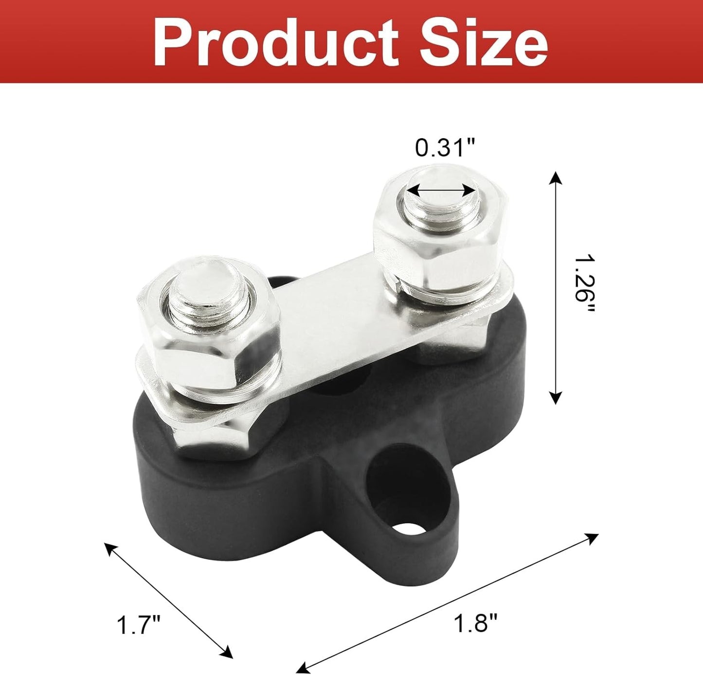 Battery Terminal Block Positive Negative M8 Dual Studs Junction for RV Car Boat