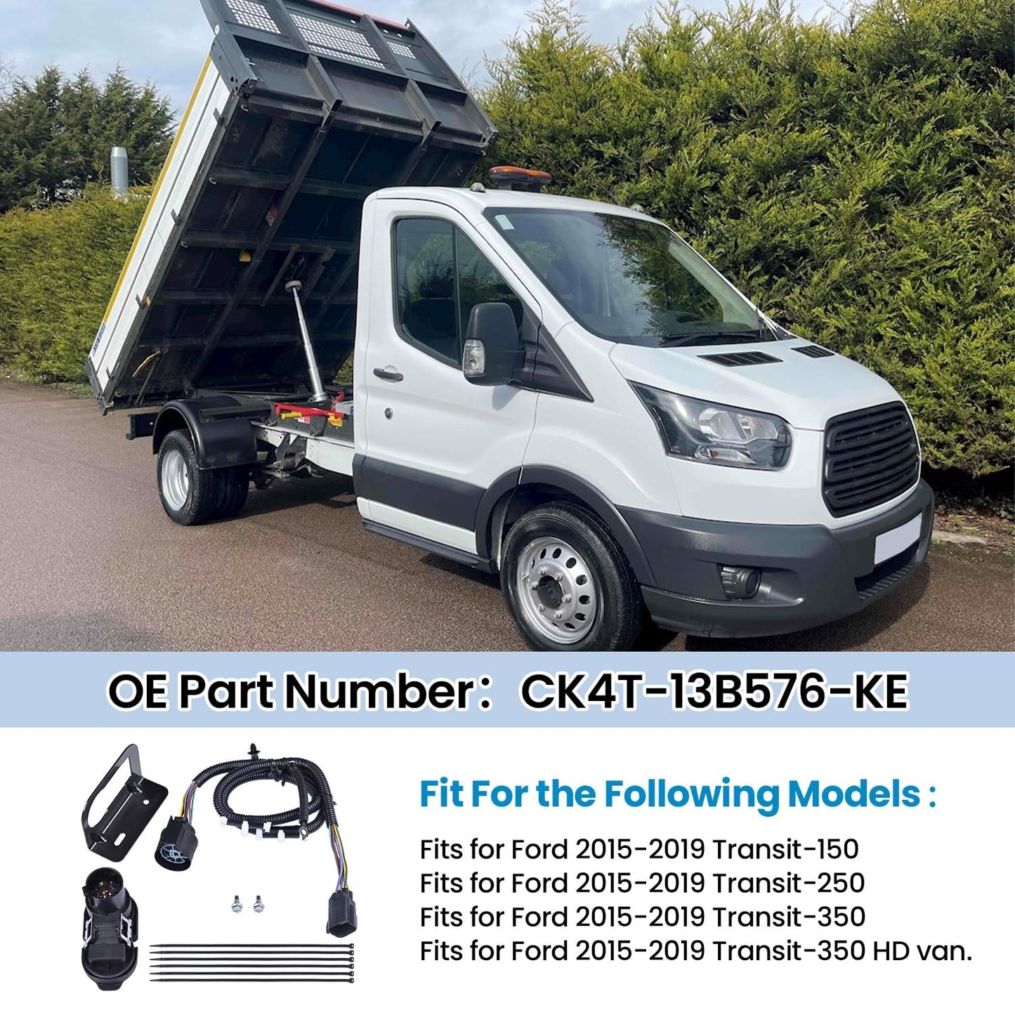 CK4T13B576KE Trailer Tow Wiring Connector Harness Kit Fit 15-19 Ford Transit 150