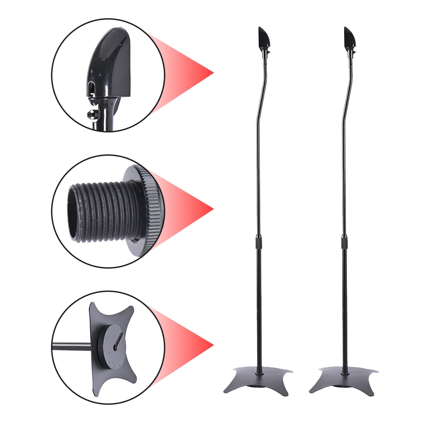 Universal Surround Sound Adjustable Height Speaker Stands Set Of 4 Speaker