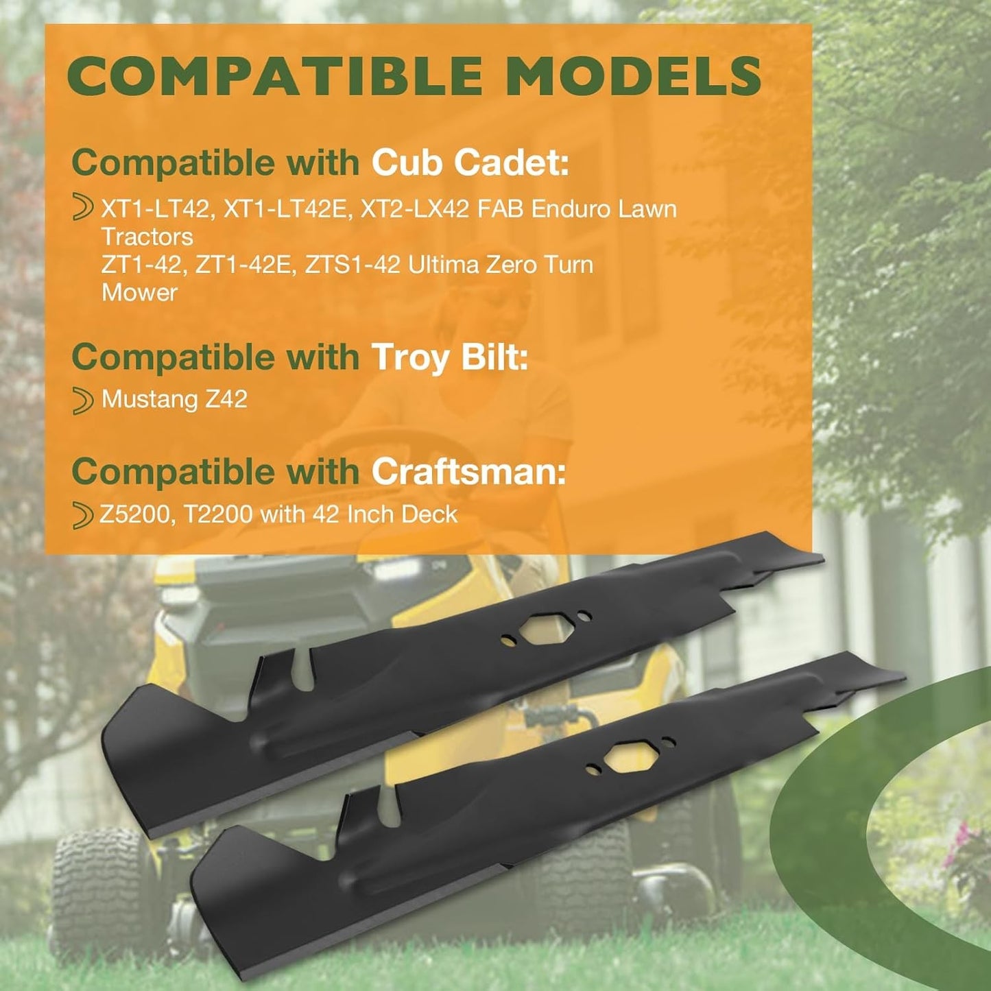 2x 21" Mower Mulching Blade Set Fits Cub Cadett XT1-LT42 XT2-LT42 490-110-C202