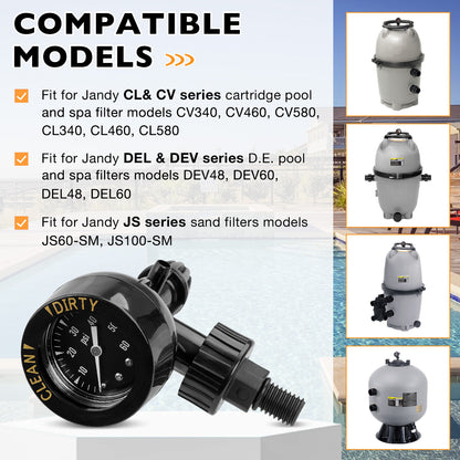 Air Pressure Gauge Release Valve 0-60PSI For Jandy CL & CV DEL & DEV JS Series
