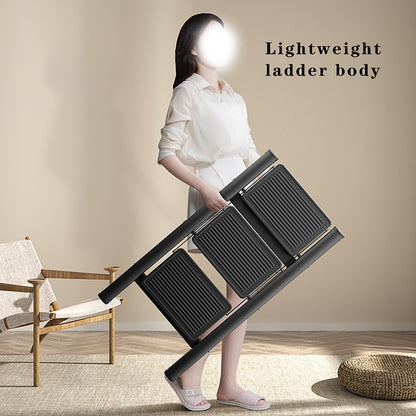 Stepladder, 3 Tiers, Foldable, Aluminum, Wide, Lightweight, Compact, Ladder