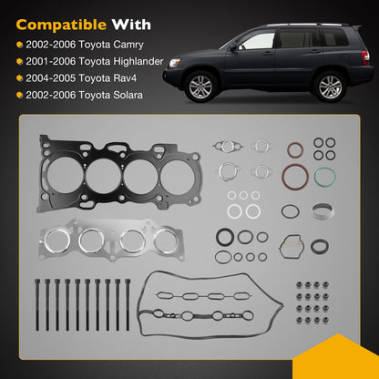 2.4L Engine Head Gasket Set /w Bolts For 01-06 Toyota Camry Solara Rav4 ES71183