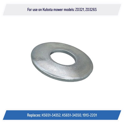 (6) Blade Bolt Beveled Washer for Kubota Mowers ZD321, ZD326S - K5651-34352