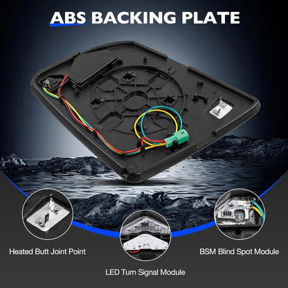 Right Passenger Side Heated Mirror Glass w/ BSM Signal For 07-20 Toyota Tundra