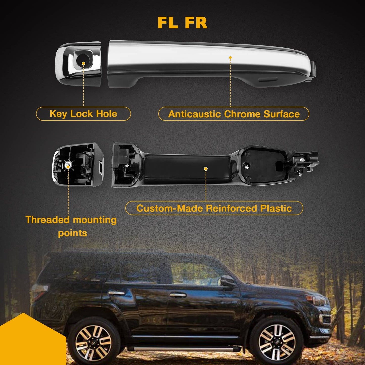 Exterior Door Handle Driver Passenger Side For 10-21 Toyota 4Runner Lexus GX460