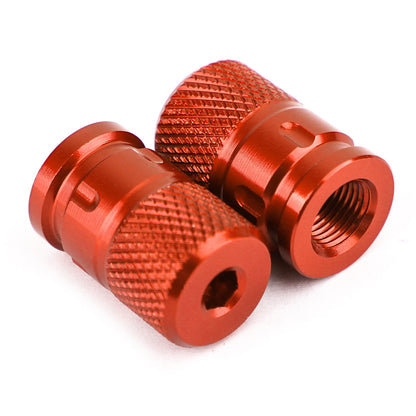 Pair CNC Orange Anti-Thief Tire Valve Stem Caps For Car Truck Bike Motorcycle