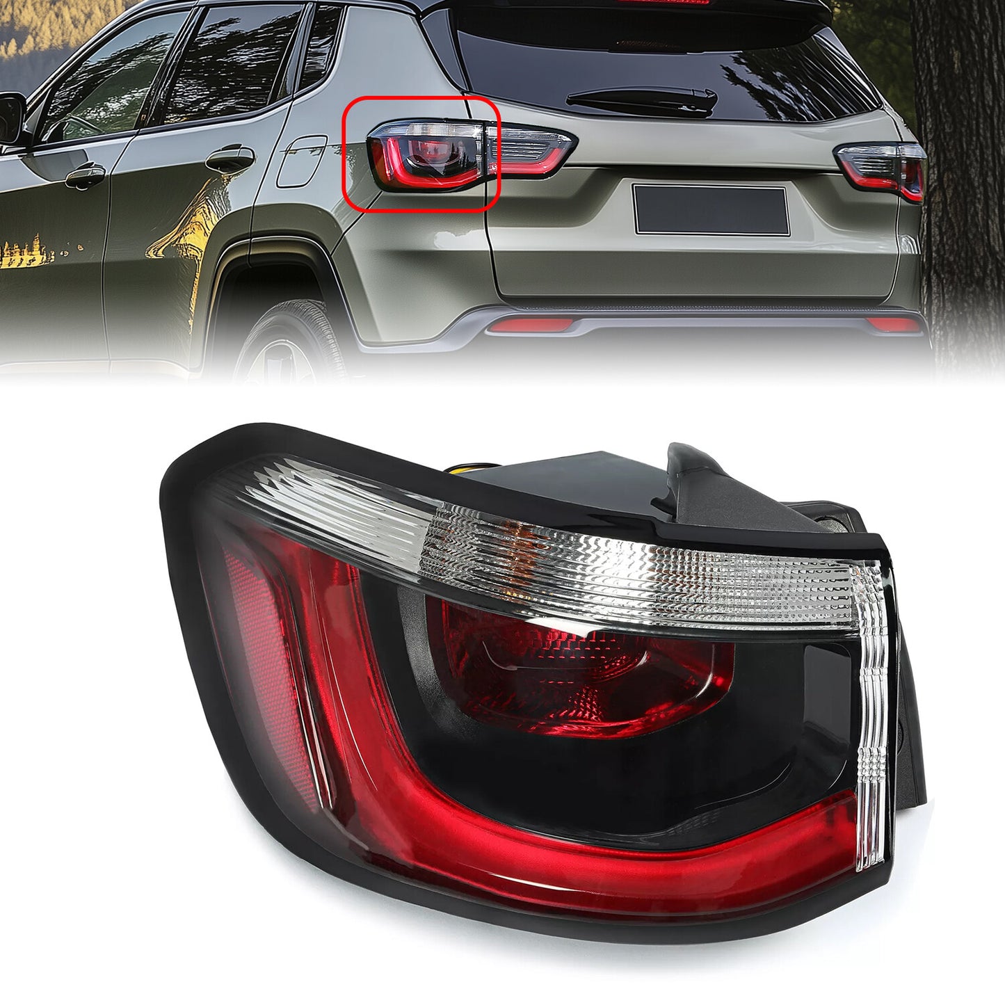Solid Spare Left Driver Side Rear Tail Light Lamp For Jeep Compass 2017-2020 Brake Light
