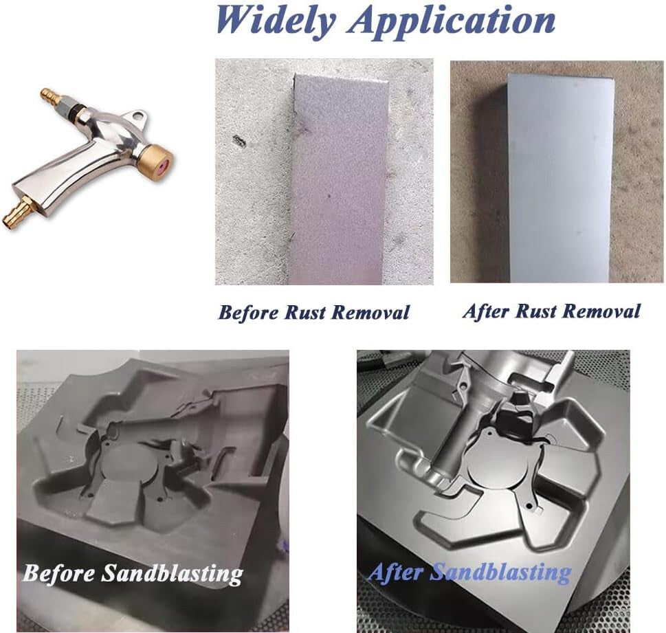 Sandblast Gun Air Sand Blasting Gun + 5x Ceramic Nozzles For Sandblaster Cabinet
