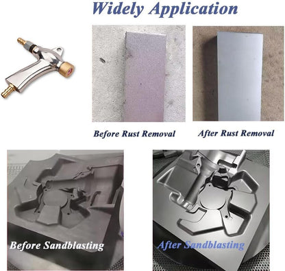 Sandblast Gun Air Sand Blasting Gun + 5x Ceramic Nozzles For Sandblaster Cabinet
