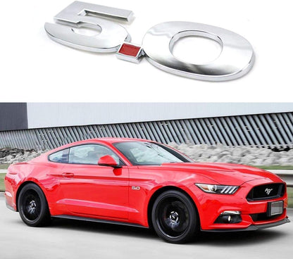 2x Side Badge Fender Emblems 3D Chrome Finish Logo 5.0 Decal Ford Mustang Cars