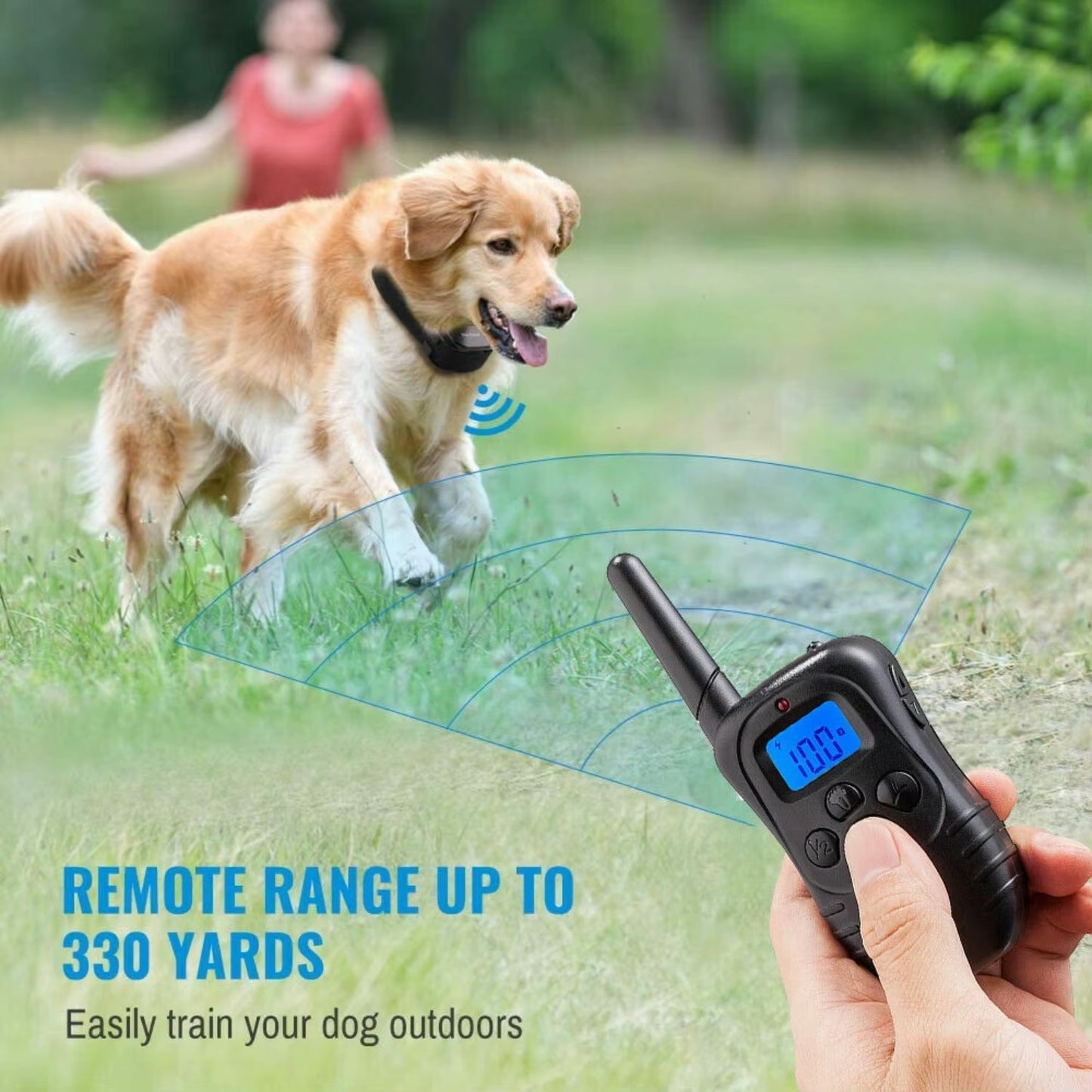 Dog Shock Training Collar Rechargeable LCD Electric Remote Control For 330 Yards
