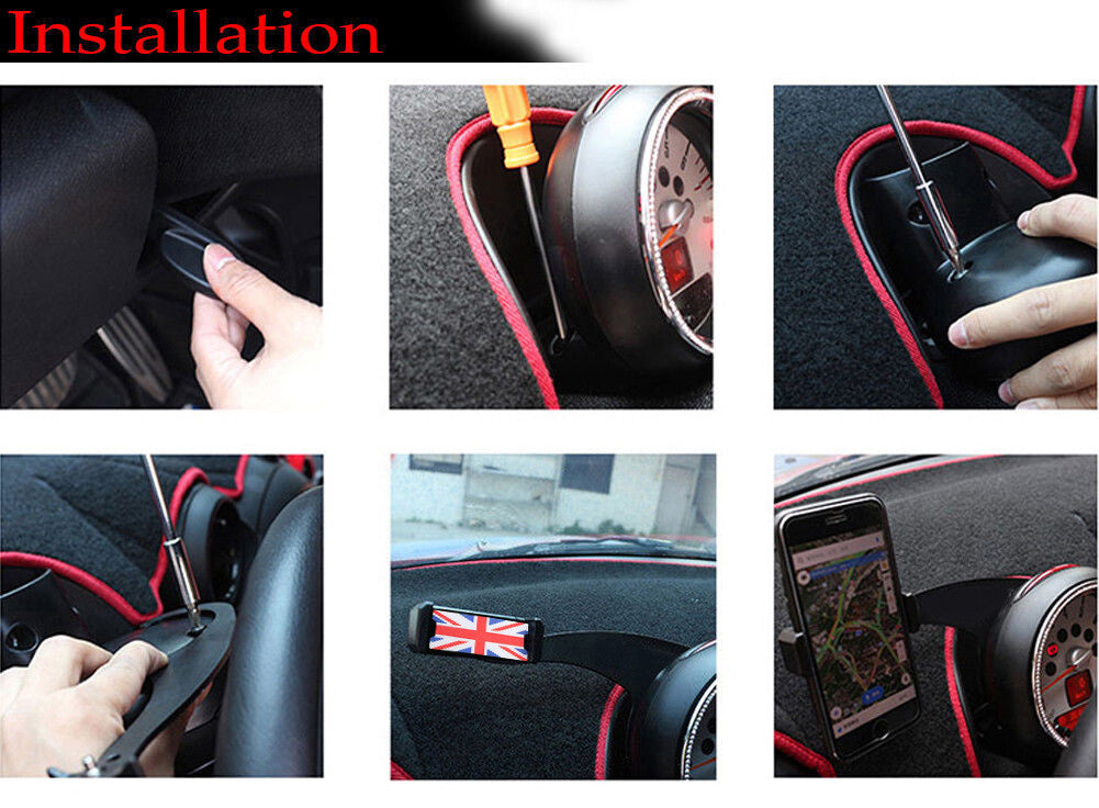 Red Union Jack Smartphone Cell Phone Mount Holder For Mini Cooper R55 R56 R57 US