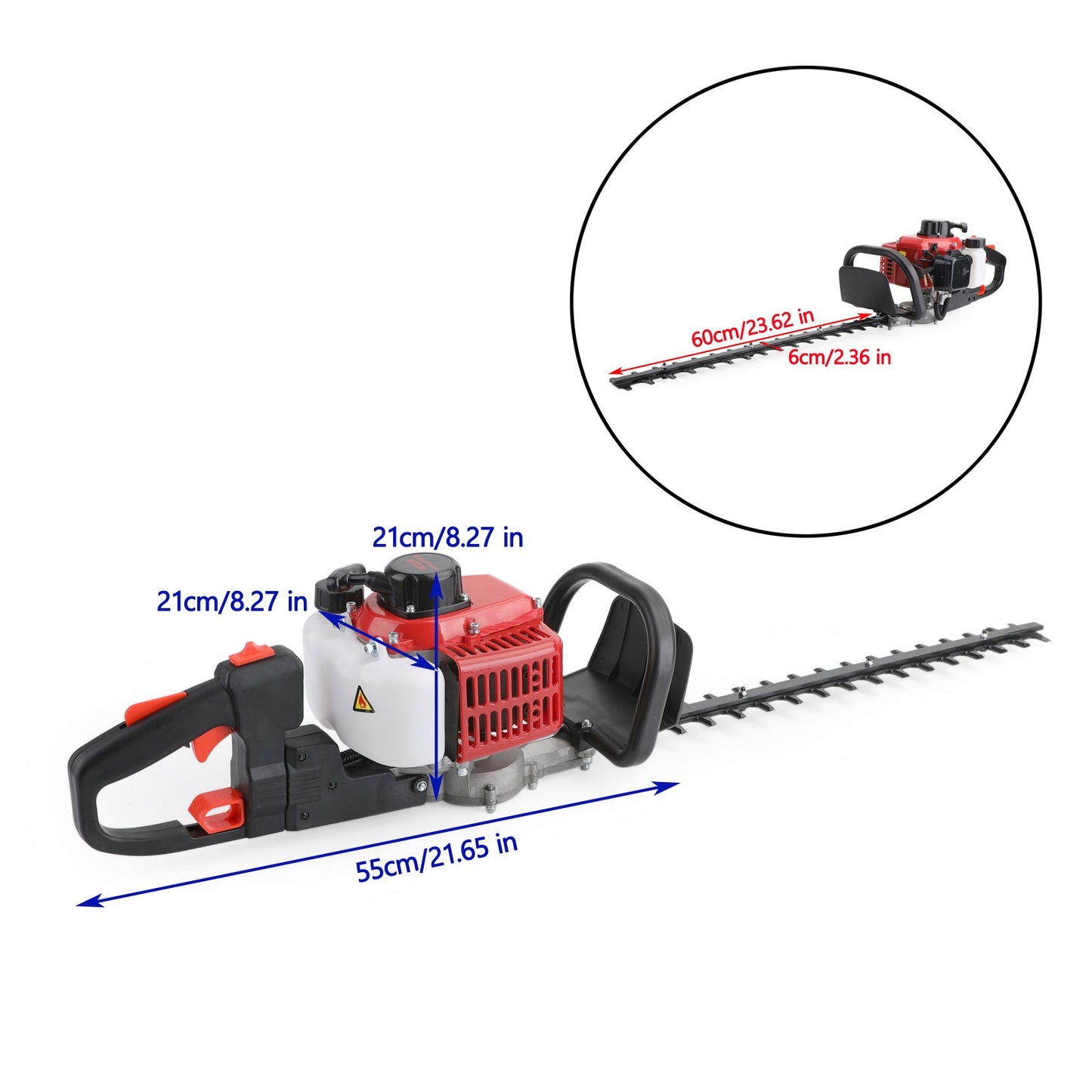 24" Double Sided Blade 26cc Gas Hedge Trimmer Recoil Gasoline Trim *