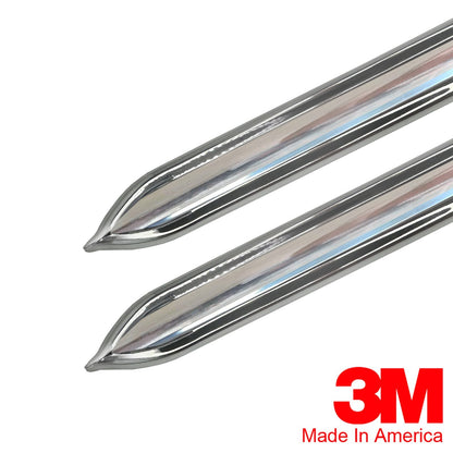 Vintage Style 5/8" Chrome Side Body Trim Molding - Formed Pointed Ends