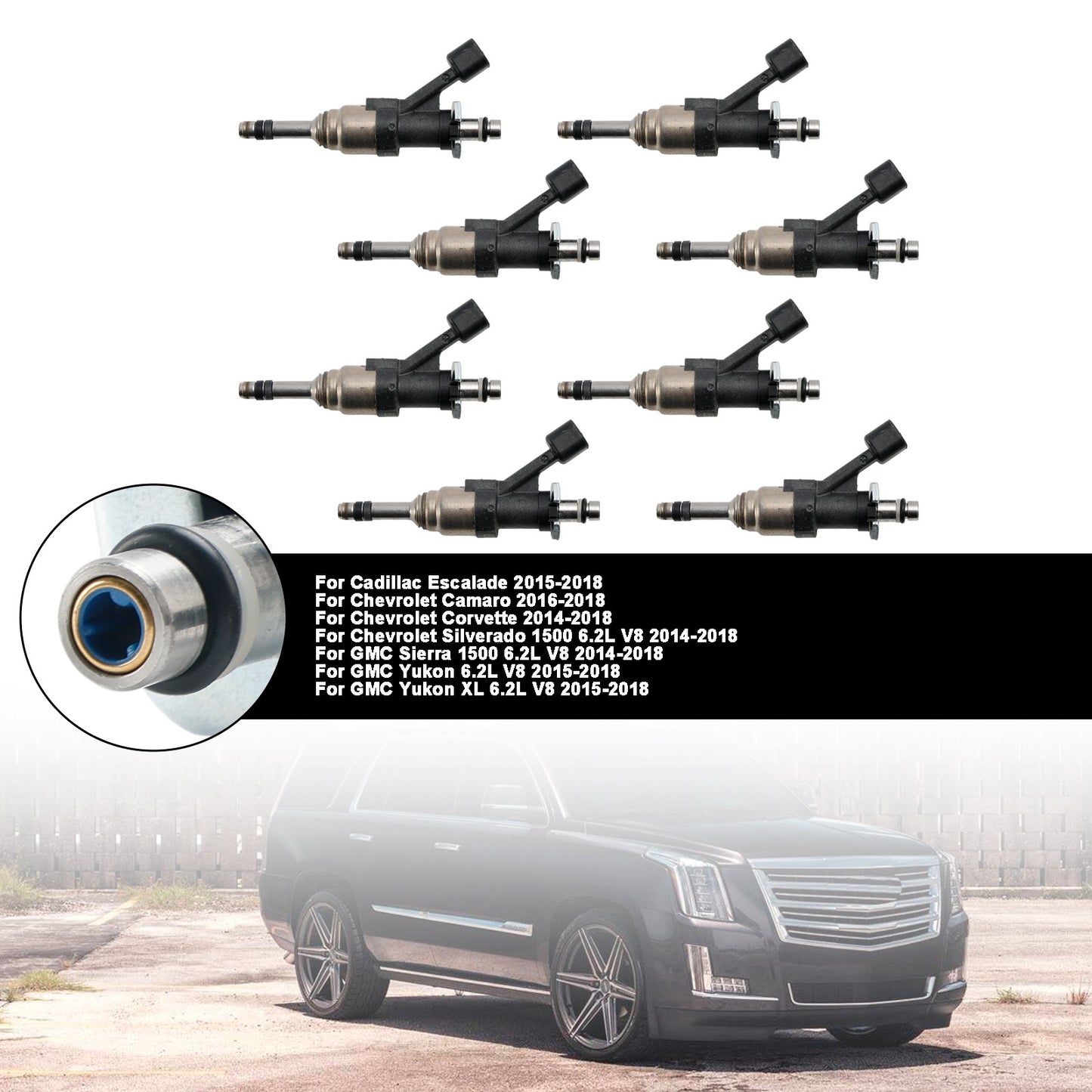 8PCS Fuel Injector 12668393 Fit Cadillac Escalade 2015-2018 Fits Camaro 16-18